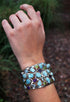 Gem Stone Authentic Silver Multicolor Cuff Bracelet GS57416